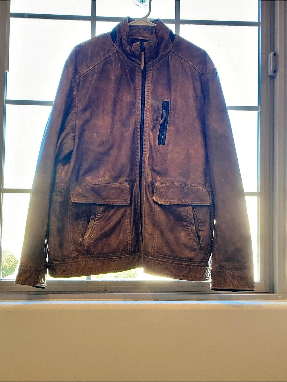 Carbon2Cobalt Men's Brown Leather Jacket Size Large